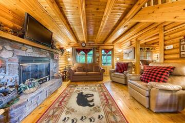 Living room of your Smoky Mountains 1 bedroom cabin.